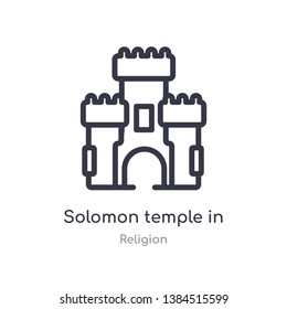 solomon temple in jerusalem outline icon. isolated line vector illustration from religion collection. editable thin stroke solomon temple in jerusalem icon on white background