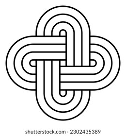 Solomons knot, an ancient symbol and traditional decorative motif. Sigillum Salomonis, a link and not a true knot, consisting of two closed loops, which are doubly interlinked in an interlaced manner.