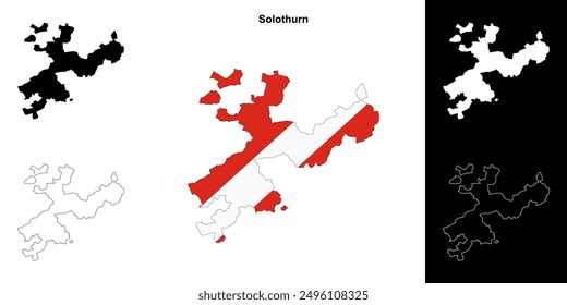 Solothurn canton outline map set