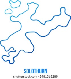 Solothurn canton of Switzerland simplified abstract shape blue map 