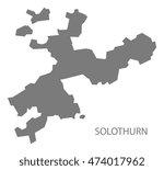 Solothurn Switzerland Map grey