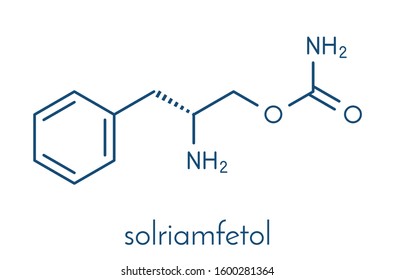 Solriamfetol drug molecule. Skeletal formula.
