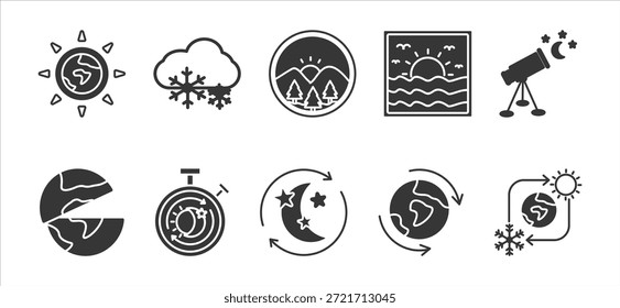 Conjunto de iconos de glifo de solsticio colección	