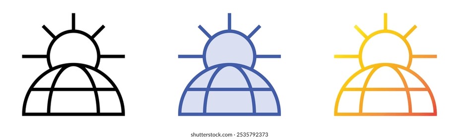 solstice icon. Linear, Blue Fill and Gradient Style Design Isolated On White Background