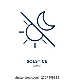 solstice icon from summer collection. Thin linear solstice, warm, light outline icon isolated on white background. Line vector solstice sign, symbol for web and mobile