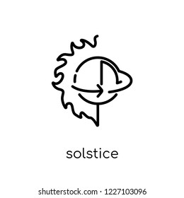 solstice icon. Trendy modern flat linear vector solstice icon on white background from thin line Astronomy collection, outline vector illustration