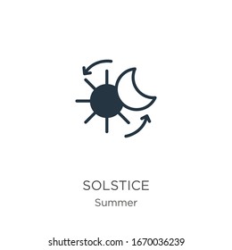 Solstice Symbol Vektorillustration. Trendy flache Solarzeien Symbol aus der Sommerkollektion einzeln auf weißem Hintergrund. Vektorillustration-Illustration kann für Web- und Mobile-Grafikdesign, Logo, eps10 verwendet werden