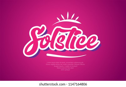 solstice word typography design in pink color suitable for logo, banner or text design