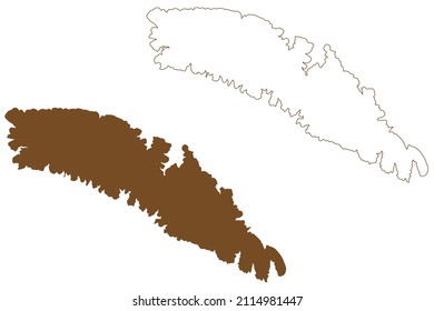 Isla de Solta (República de Croacia, Mar Adriático) mapa de ilustración vectorial, dibujo del guión mapa Šolta