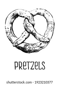 Solted Pretzel. Traditional German bakery. Vector graphic illustration 