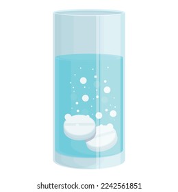 Soluble effervescent tablet icon cartoon vector. Medicine water. Powder glass