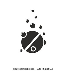 soluble pill icon, effervescent tablet, flat vector illustration
