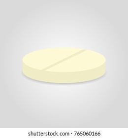 Soluble pill on the gray background. Tablet for a headache.