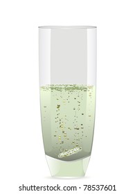 soluble tablet dissolving in a glass of water