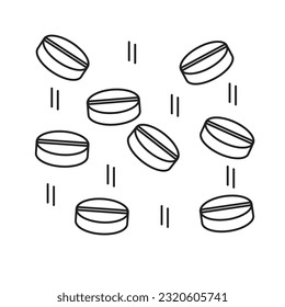 A soluble tablet. An effervescent pill.   Pills line icon on white background. Vector illustration EPS 10.