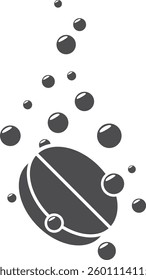 Soluble tablet icon. Effervescent pill with water bubbles. 