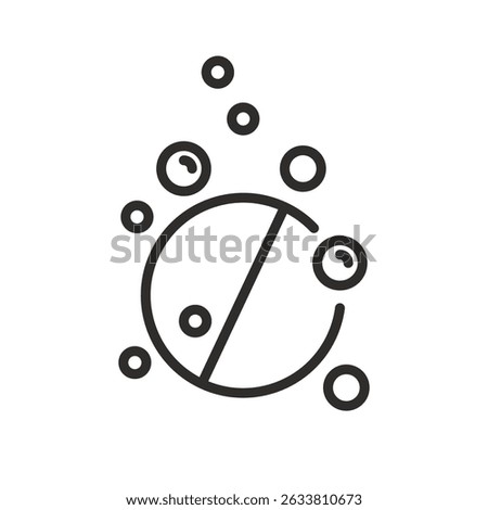 Soluble tablet icon. Sugar substitute. Line vector illustration. Effervescent pill.
