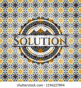 Solution arabic badge background. Arabesque decoration.