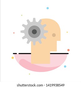 Solution, Brain, Gear, Man, Mechanism, Personal, Working Abstract Flat Color Icon Template