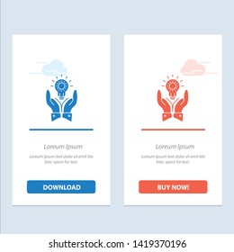 Solution, Bulb, Business, Hand, Idea, Marketing  Blue and Red Download and Buy Now web Widget Card Template