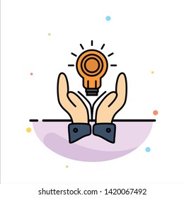Solution, Bulb, Business, Hand, Idea, Marketing Abstract Flat Color Icon Template