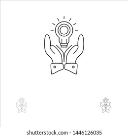 Solution, Bulb, Business, Hand, Idea, Marketing Bold and thin black line icon set
