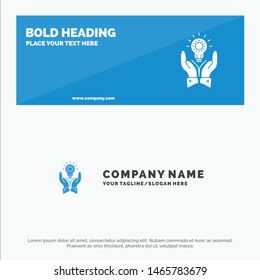 Solution, Bulb, Business, Hand, Idea, Marketing SOlid Icon Website Banner and Business Logo Template. Vector Icon Template background
