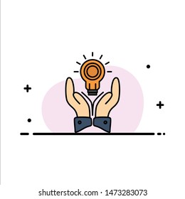 Solution, Bulb, Business, Hand, Idea, Marketing  Business Flat Line Filled Icon Vector Banner Template