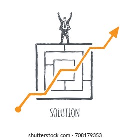 Solution. A businessman is standing on a maze.