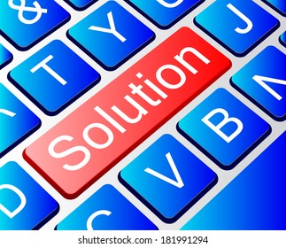 Solution button concept, computer keyboard with word solution