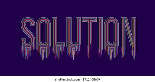 Solution Calligraphic line art Text banner poster vector illustration Design.