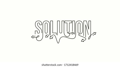 Solution Calligraphic line art Text banner poster vector illustration Design.