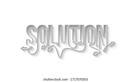Solution Calligraphic line art Text banner poster vector illustration Design.
