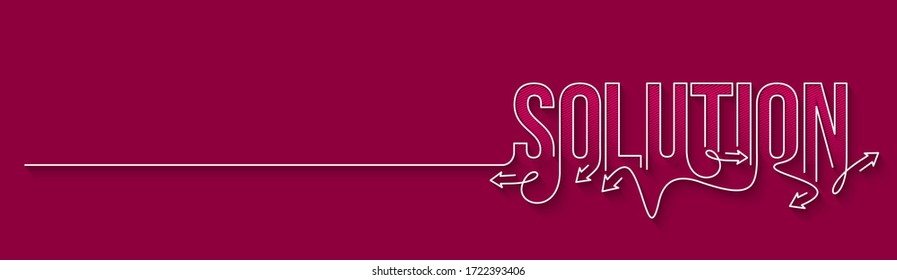 Solution Calligraphic line art Text banner poster vector illustration Design.