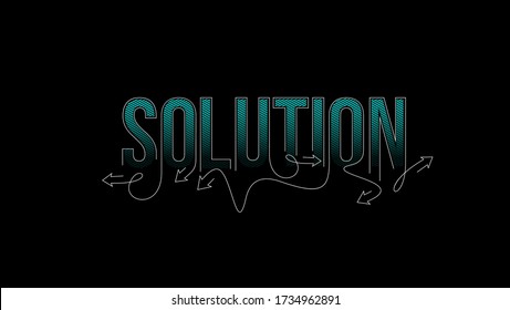 Solution Calligraphic line art Text banner poster vector illustration Design.
