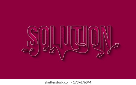 Solution Calligraphic line art Text banner poster vector illustration Design.