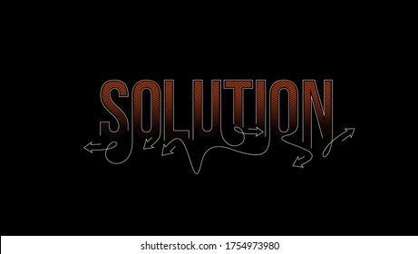 Solution Calligraphic line art Text banner poster vector illustration Design.