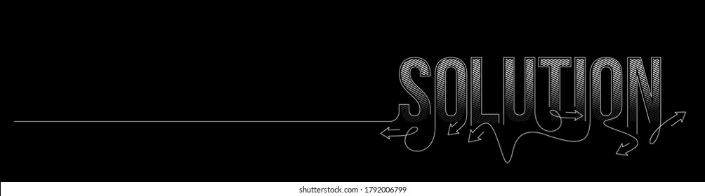 Solution Calligraphic line art Text banner poster vector illustration Design.