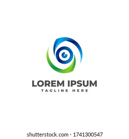 Lösung CCTV mit Abstract Letter S Logo Vector Icon Illustration