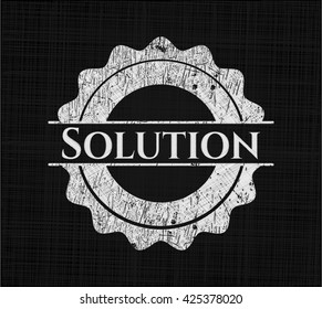 Solution chalk emblem, retro style, chalk or chalkboard texture