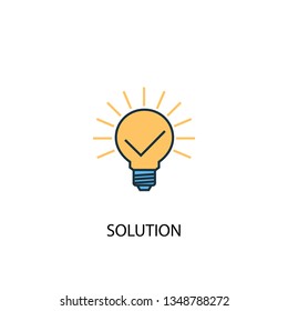 solution concept 2 colored line icon. Simple yellow and blue element illustration. solution concept outline symbol design