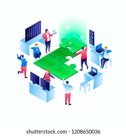 Solution concept background. Isometric illustration of solution vector concept background for web design