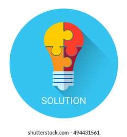 Solution Concept Success Strategy Business Icon Flat Vector Illustration