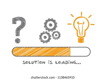 Solution Concepts and problem solving in progress. Vector Doodle illustration