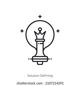 Icono de definición de soluciones. Diseño de icono de estilo de esquema aislado en fondo blanco