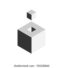 Solution design element concept. Block of 3D cubes with last piece outside. Vector illustration.