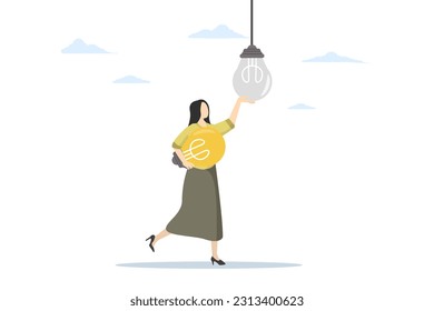 solution to disrupt or replace old model with bright technology, Changing new innovation, transformation to new business, successful entrepreneur leader climbing ladder to change light bulb idea.