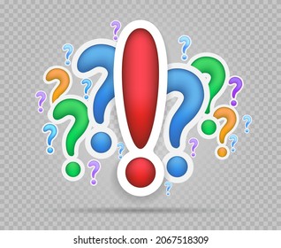 Solution exclamation mark. Asked questions and attention important sign concept, faq warning icon, support caution symbol, ask research attentiveness problem point vector illustration