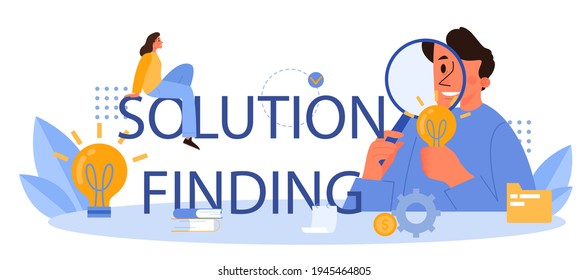 Solution finding typographic header. Creative innovation generation