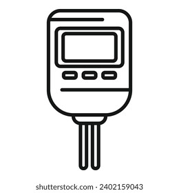 Vector de contorno del icono del medidor de ph de la solución. Sensor de papel. Kit de dispositivos